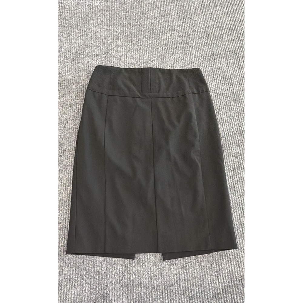 Express Design Studio Women's Black Pencil Skirt Leopard Print Kick Pleat Sz 6